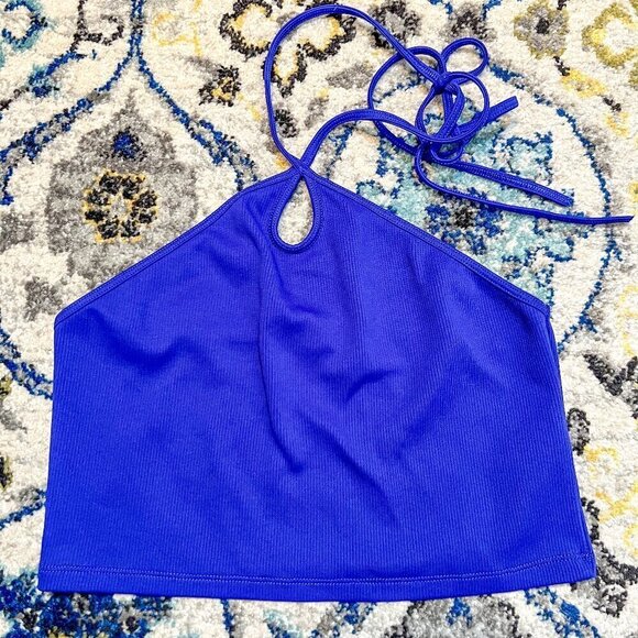 Zara Tops - Zara Halter Tie Top Royal Blue Size L *NEVER WORN*